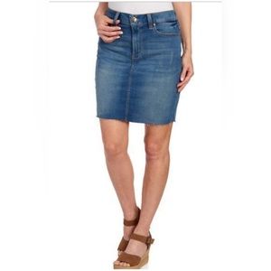 Seven7 Denim Skirt Embroidered Raw Hem Skirt